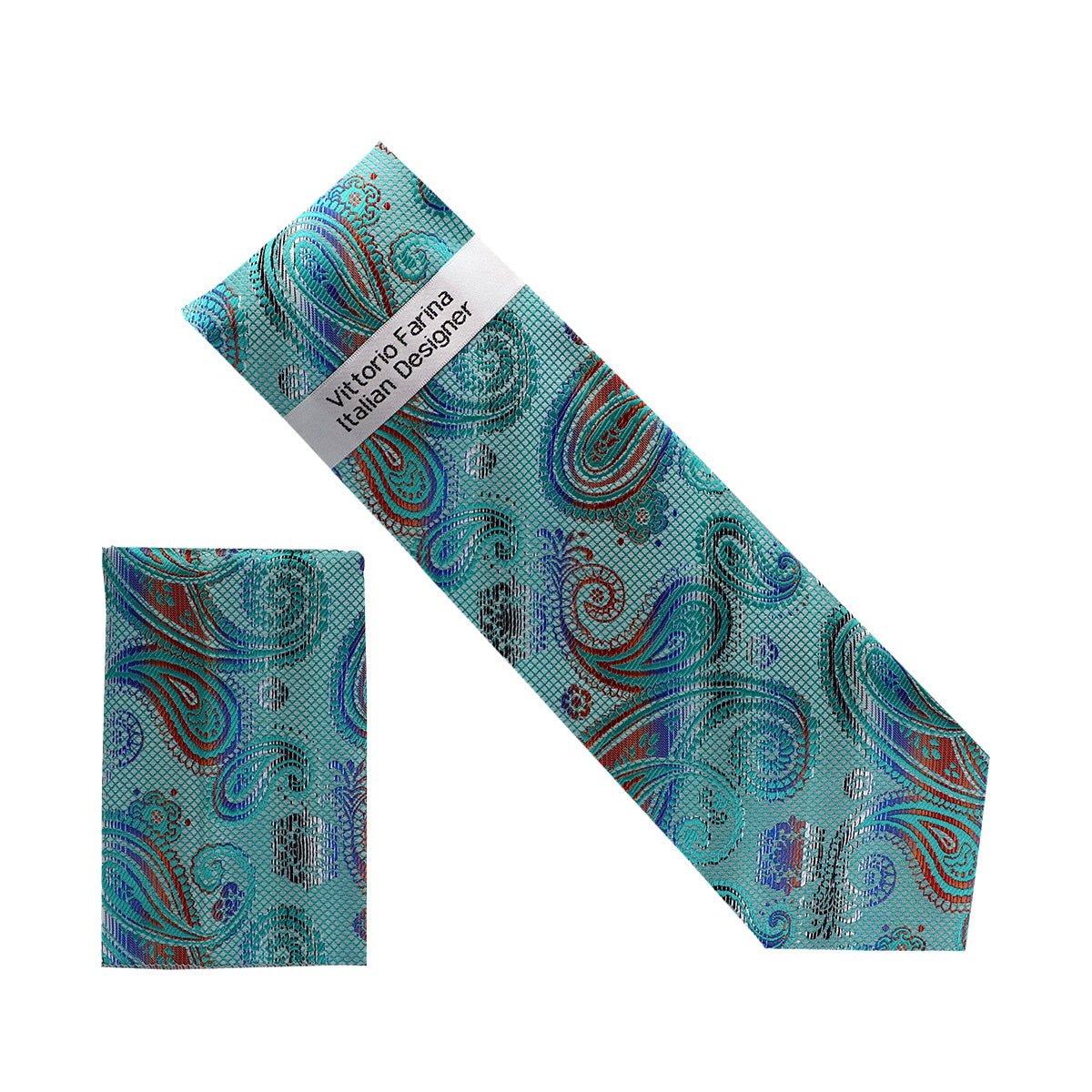 Vittorio Farina Men's Paisley Design Necktie & Pocket Square