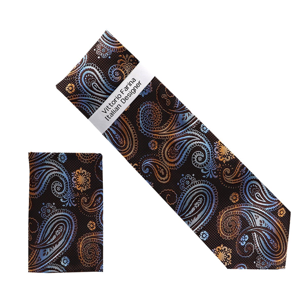 Vittorio Farina Men's Paisley Design Necktie & Pocket Square