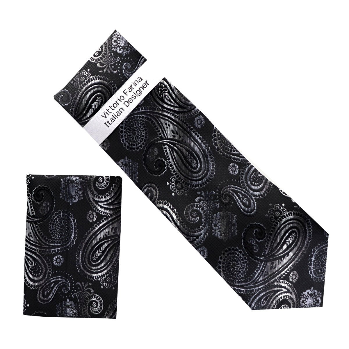 Vittorio Farina Men's Paisley Design Necktie & Pocket Square