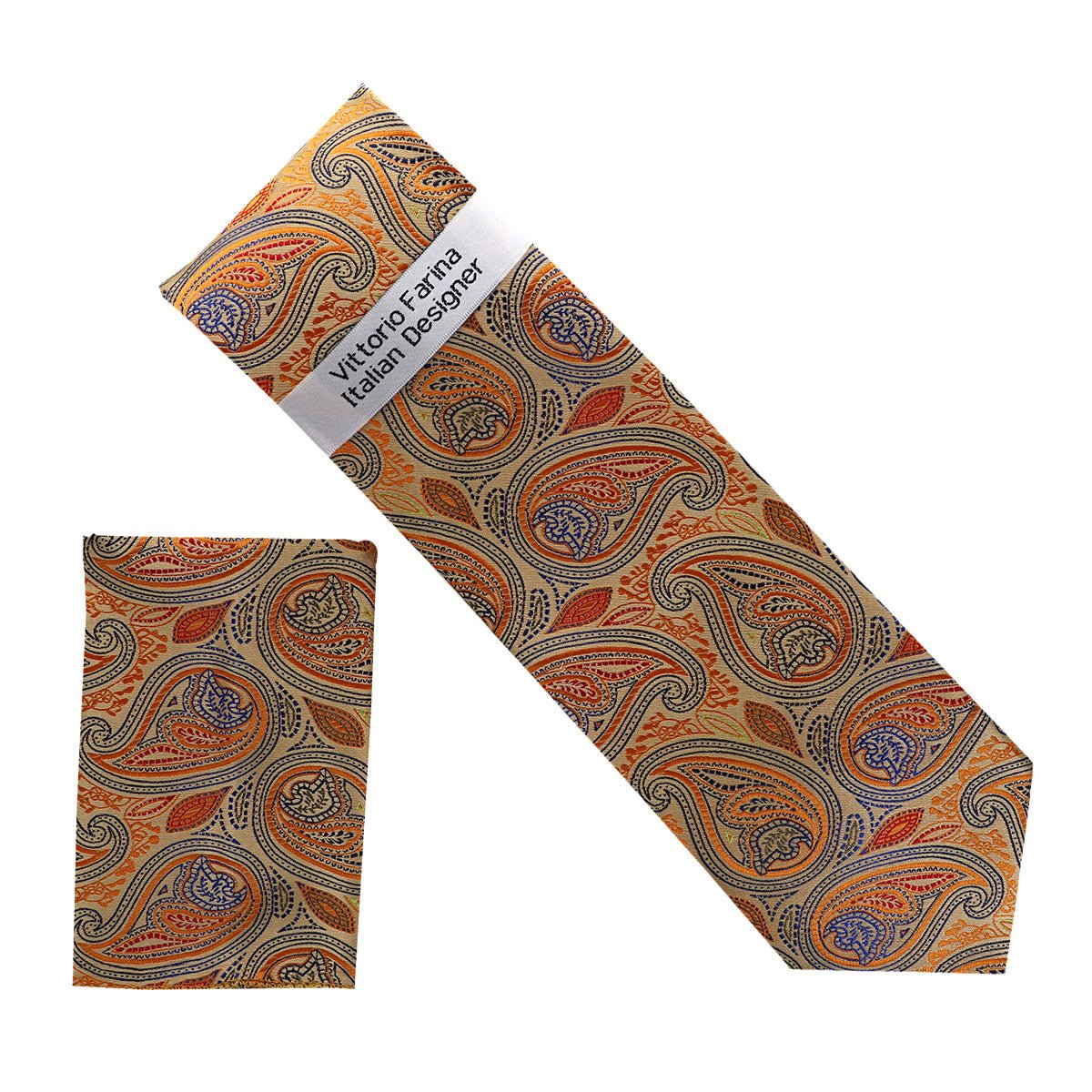 Vittorio Farina Men's Paisley Design Necktie & Pocket Square