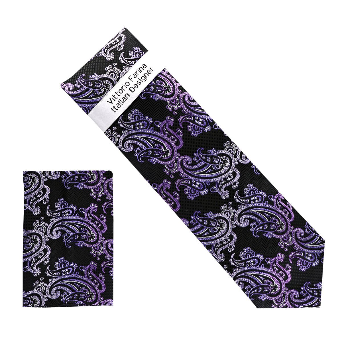 Vittorio Farina Men's Paisley Design Necktie & Pocket Square