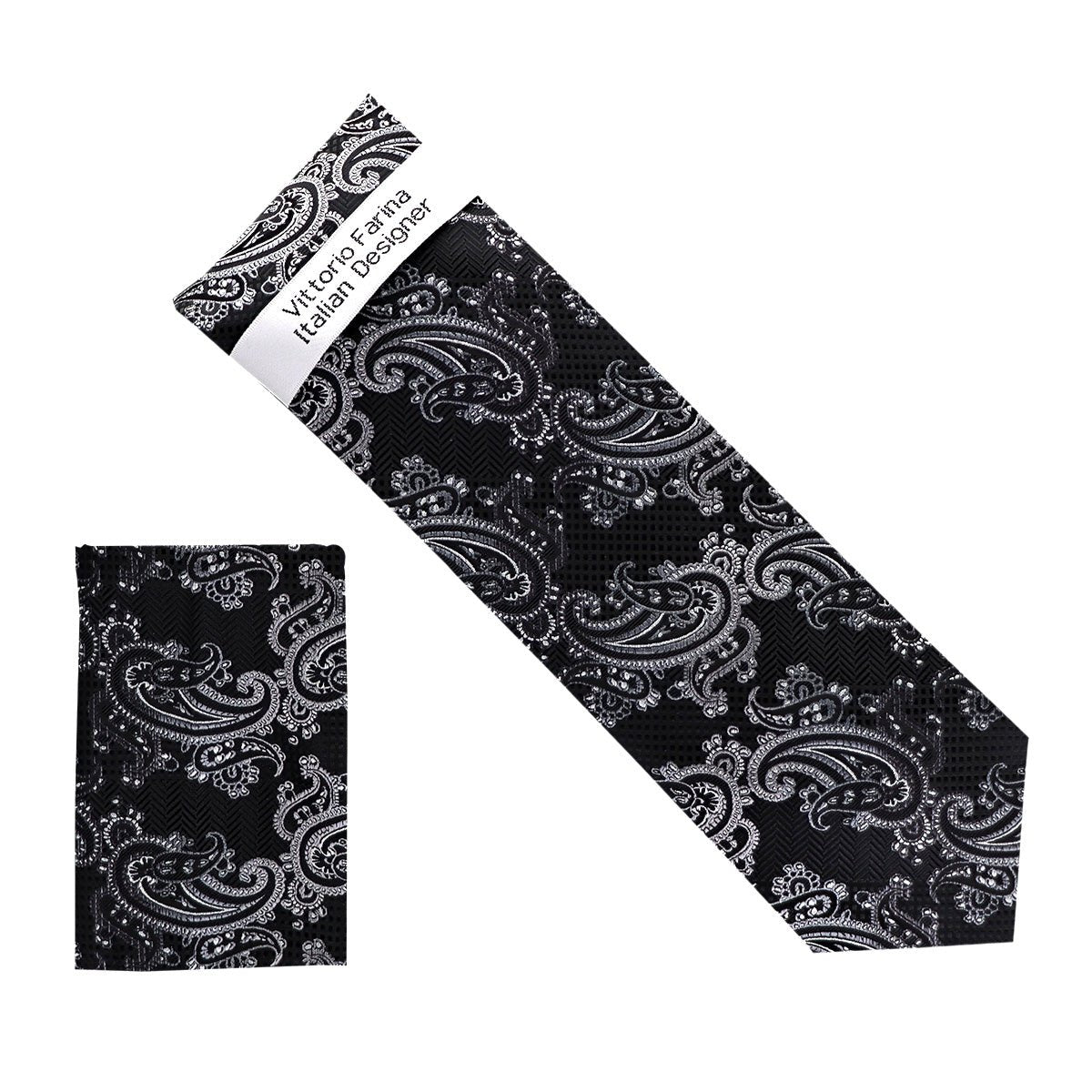 Vittorio Farina Men's Paisley Design Necktie & Pocket Square