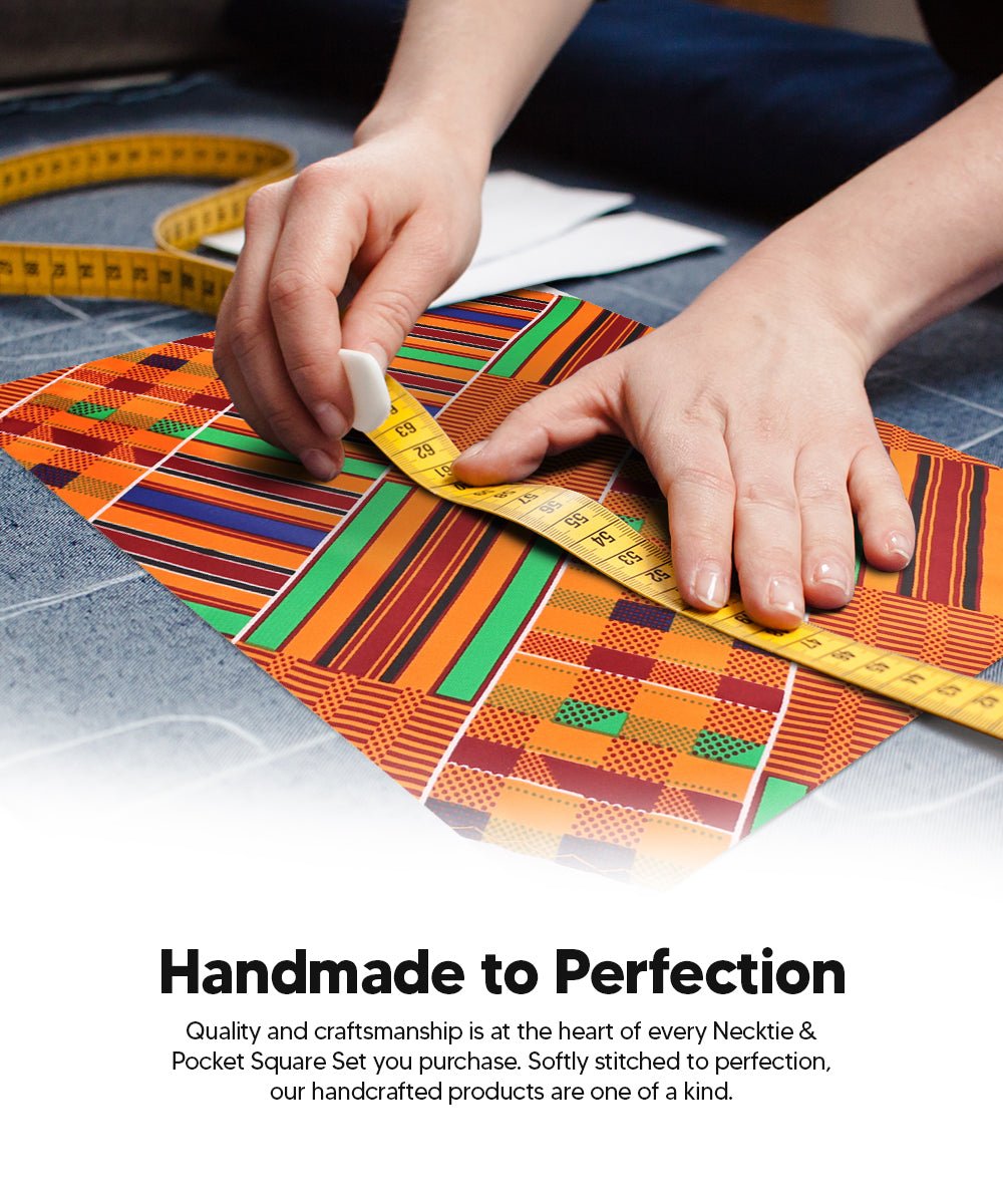 Vittorio Farina Men's Kente Satin Necktie & Pocket Square