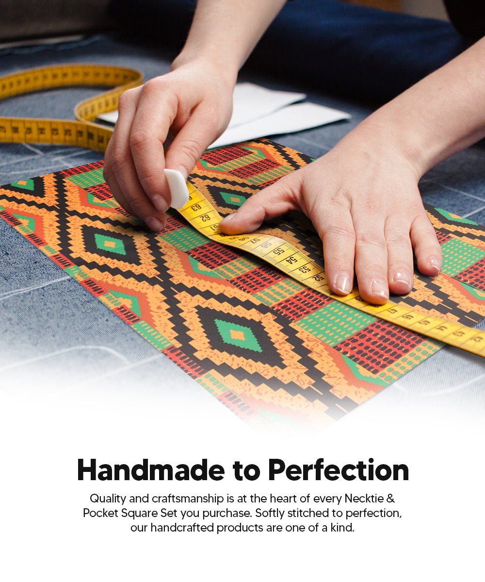 Vittorio Farina Men's Kente Satin Necktie & Pocket Square