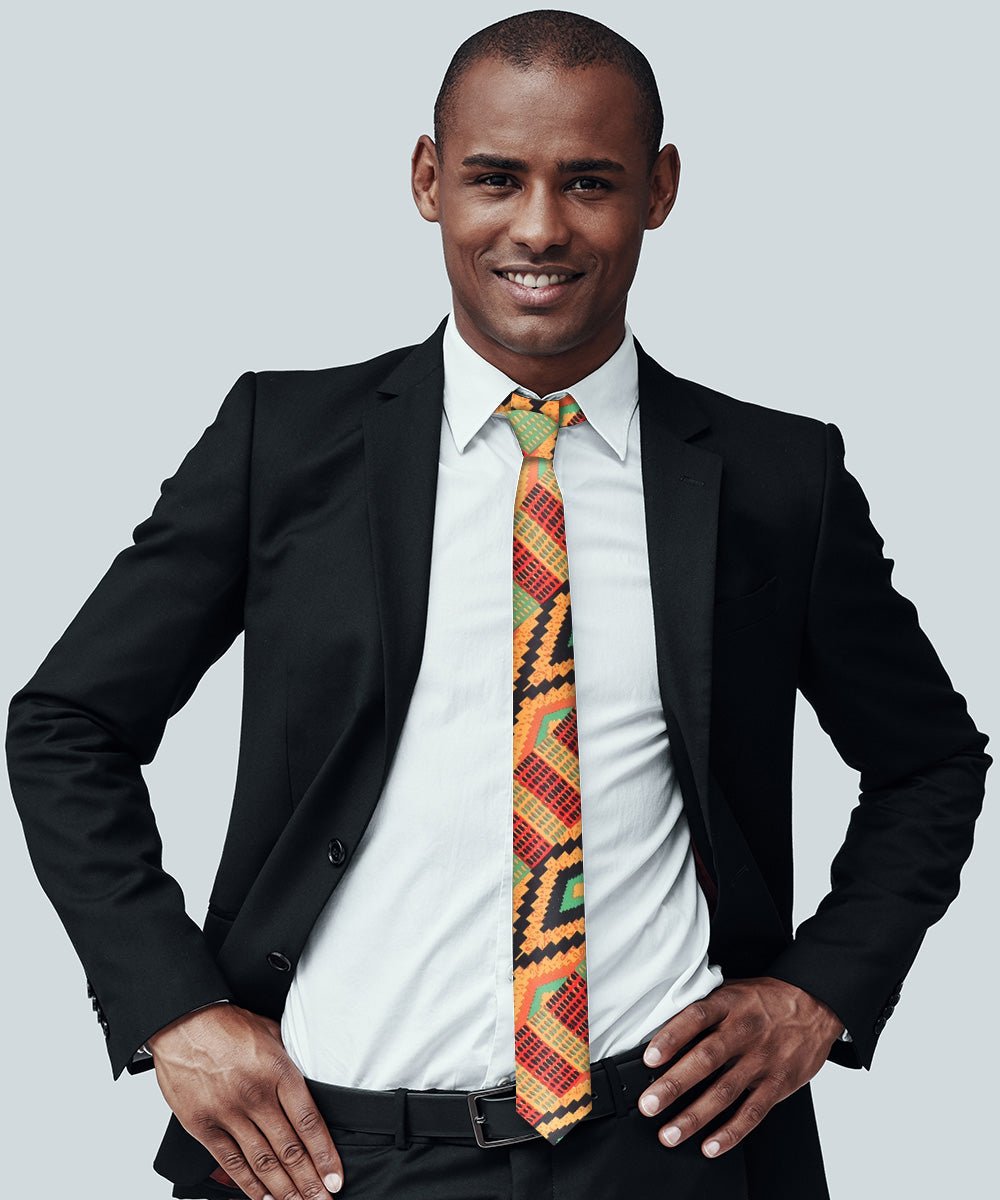 Vittorio Farina Men's Kente Satin Necktie & Pocket Square