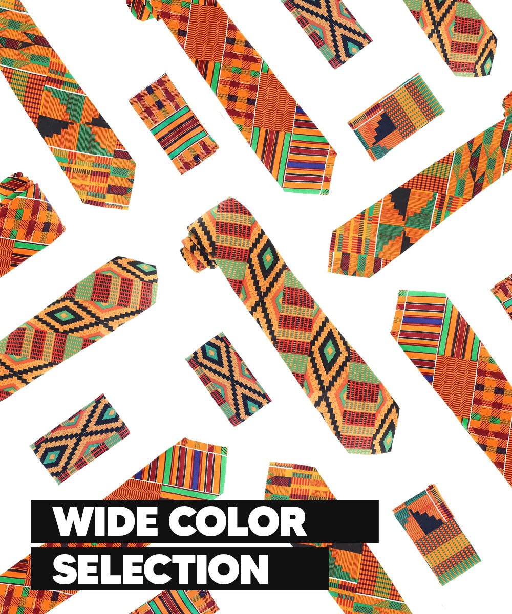 Vittorio Farina Men's Kente Satin Necktie & Pocket Square