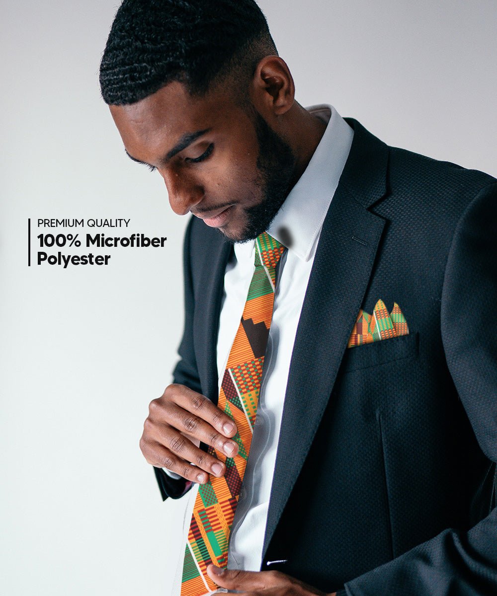 Vittorio Farina Men's Kente Satin Necktie & Pocket Square
