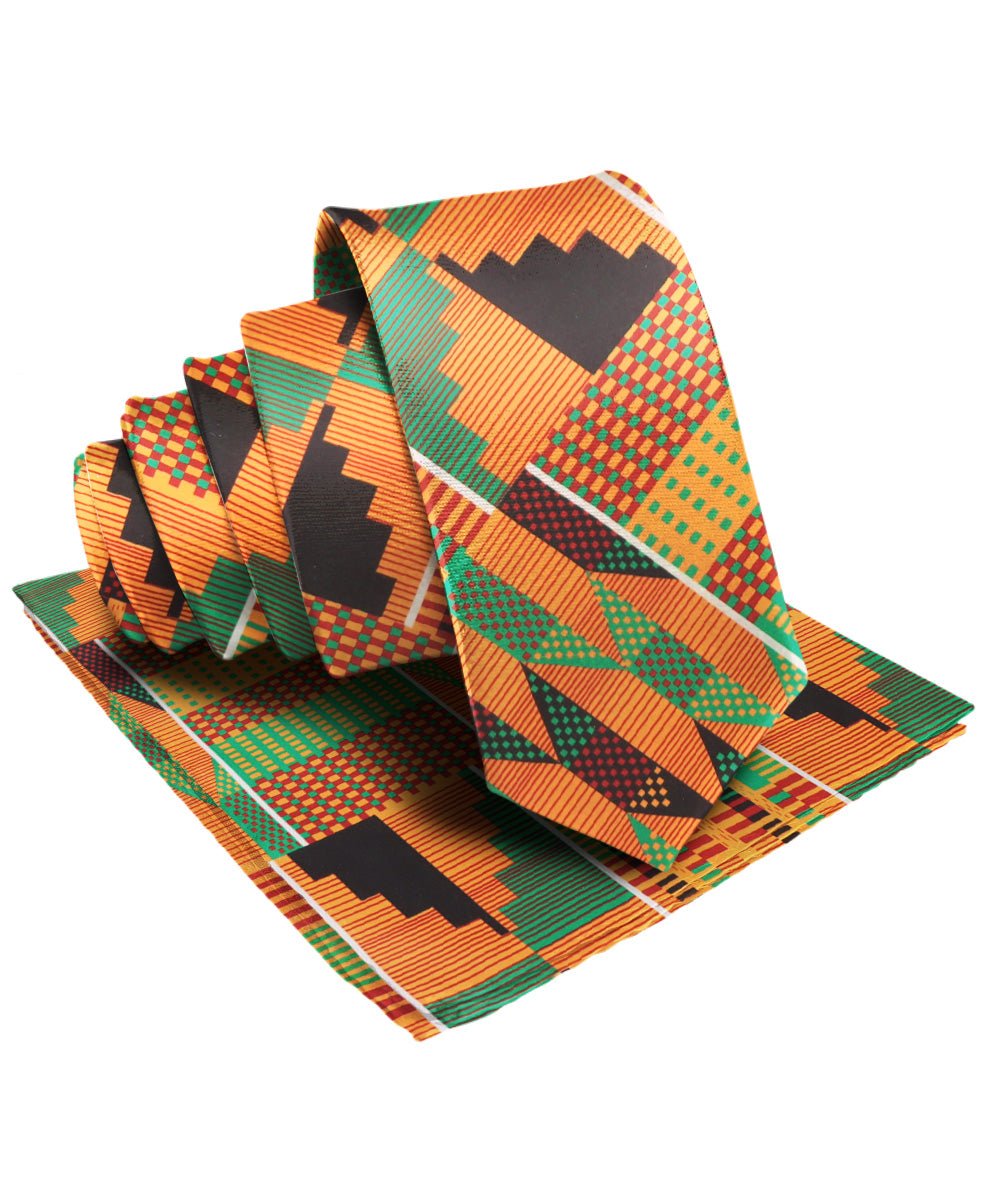 Vittorio Farina Men's Kente Satin Necktie & Pocket Square