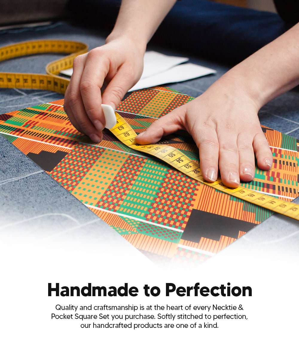 Vittorio Farina Men's Kente Satin Necktie & Pocket Square