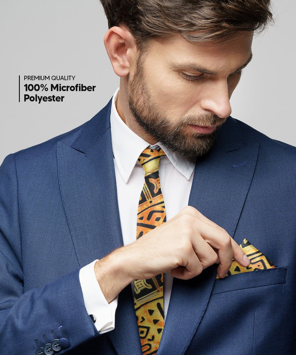 Vittorio Farina Men's Kente Satin Necktie & Pocket Square