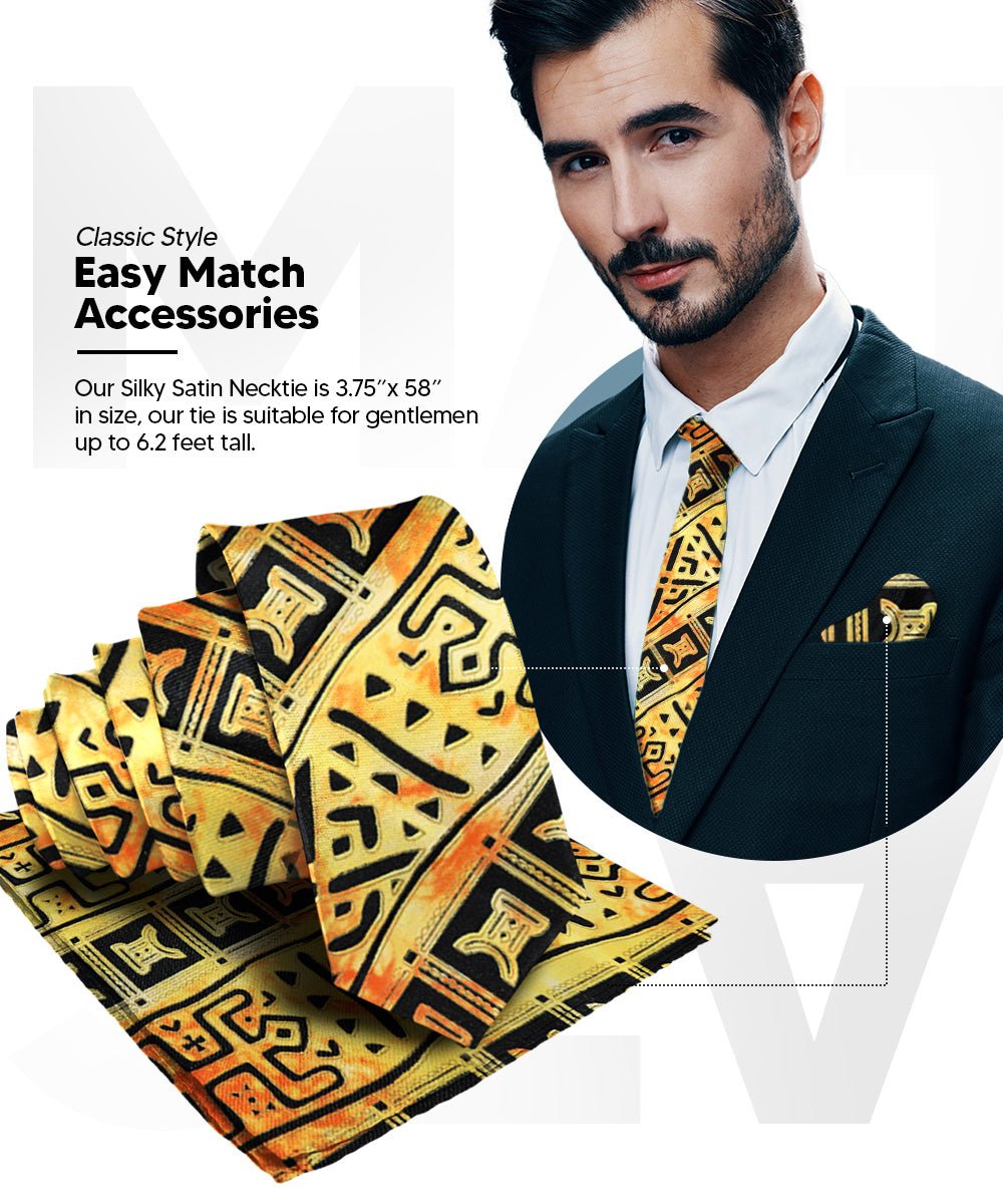 Vittorio Farina Men's Kente Satin Necktie & Pocket Square
