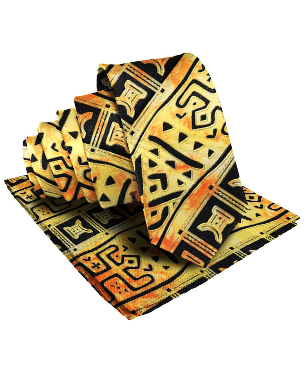 Vittorio Farina Men's Kente Satin Necktie & Pocket Square