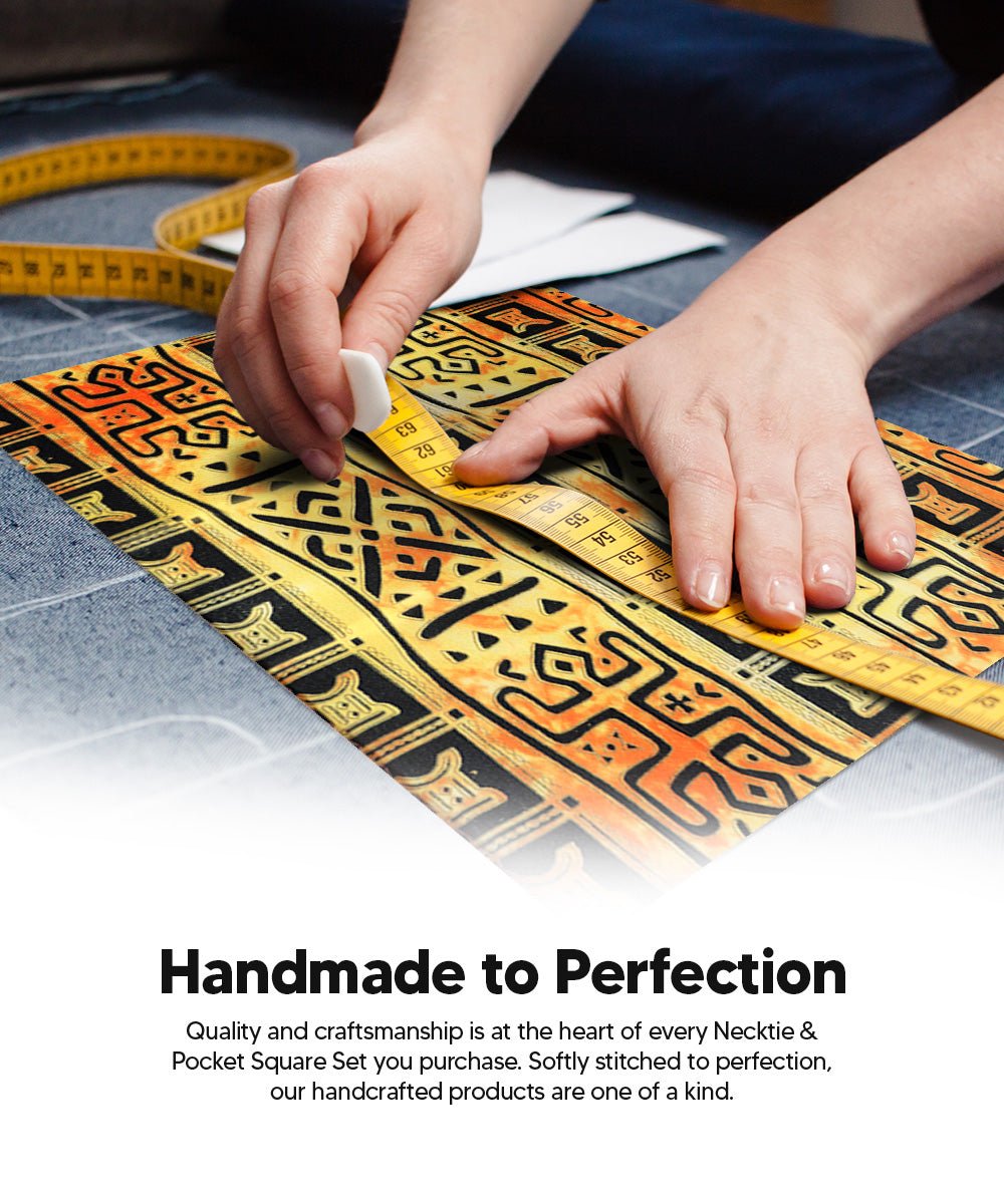 Vittorio Farina Men's Kente Satin Necktie & Pocket Square