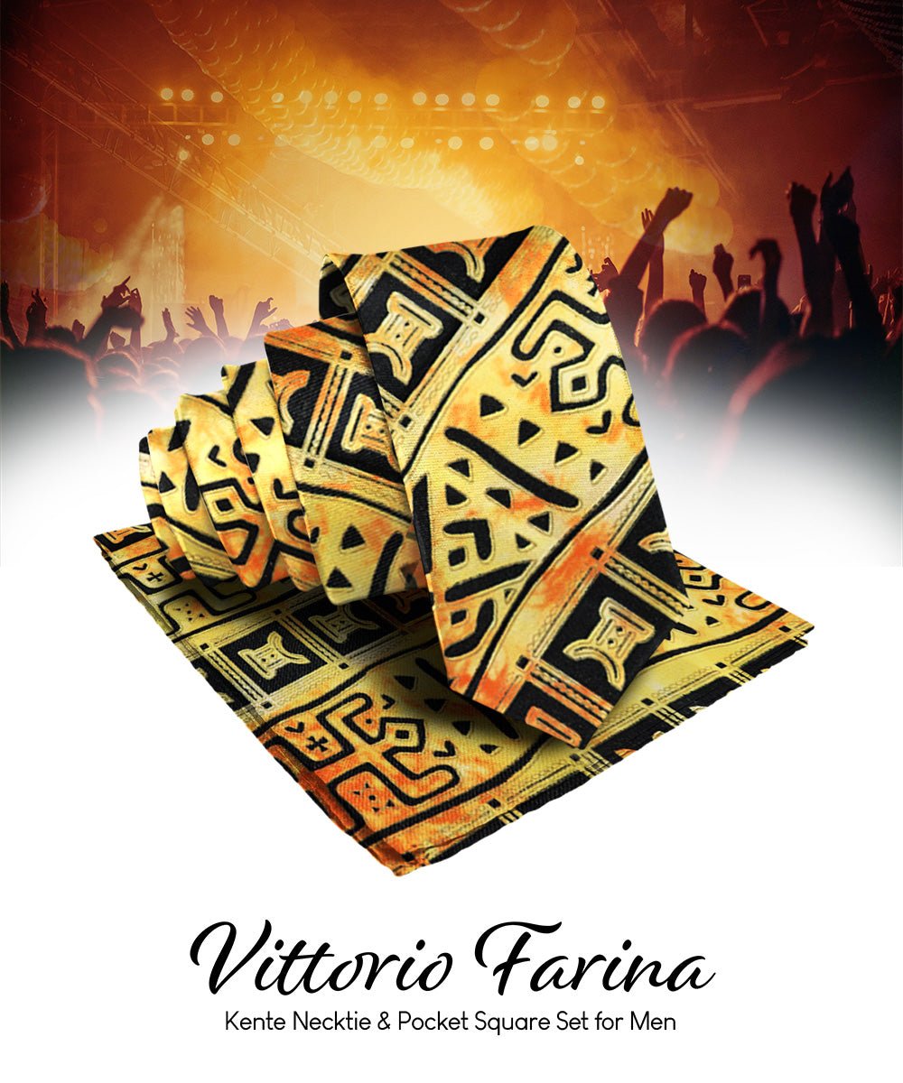 Vittorio Farina Men's Kente Satin Necktie & Pocket Square