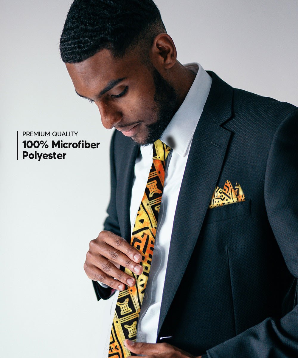 Vittorio Farina Men's Kente Satin Necktie & Pocket Square