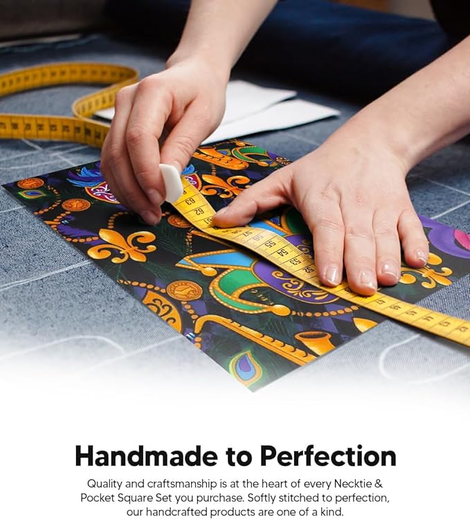 Vittorio Farina Men's Mardi Gras Satin Necktie and Pocket Square