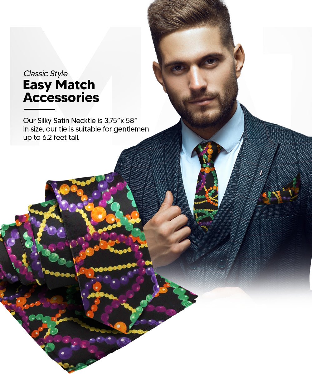 Vittorio Farina Men's Mardi Gras Satin Necktie and Pocket Square