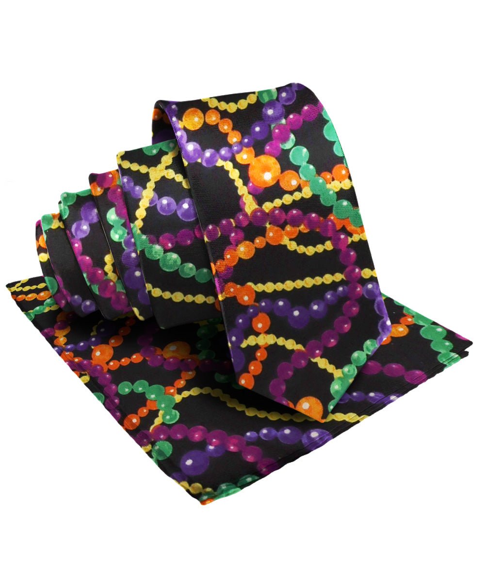 Vittorio Farina Men's Mardi Gras Satin Necktie and Pocket Square