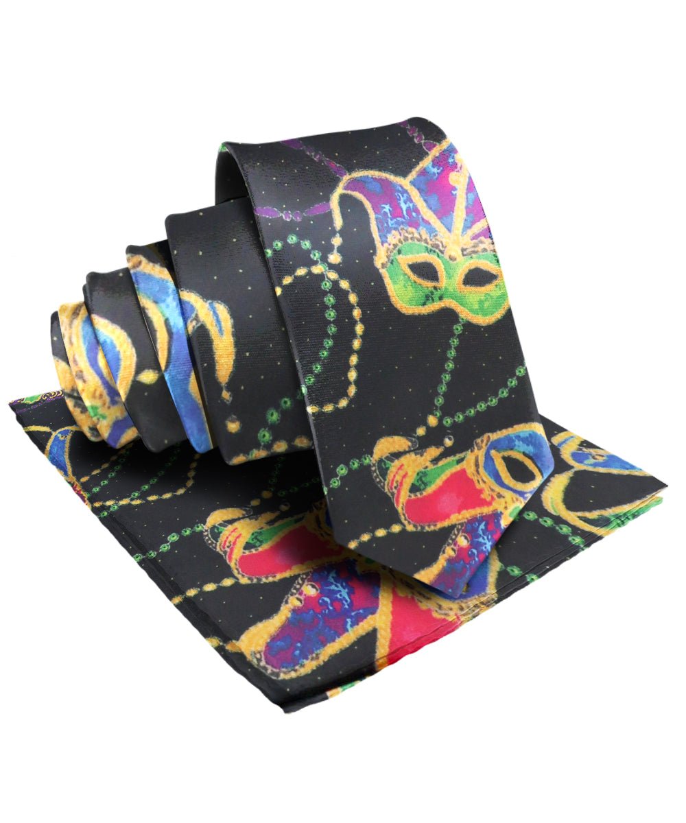 Vittorio Farina Men's Mardi Gras Satin Necktie and Pocket Square