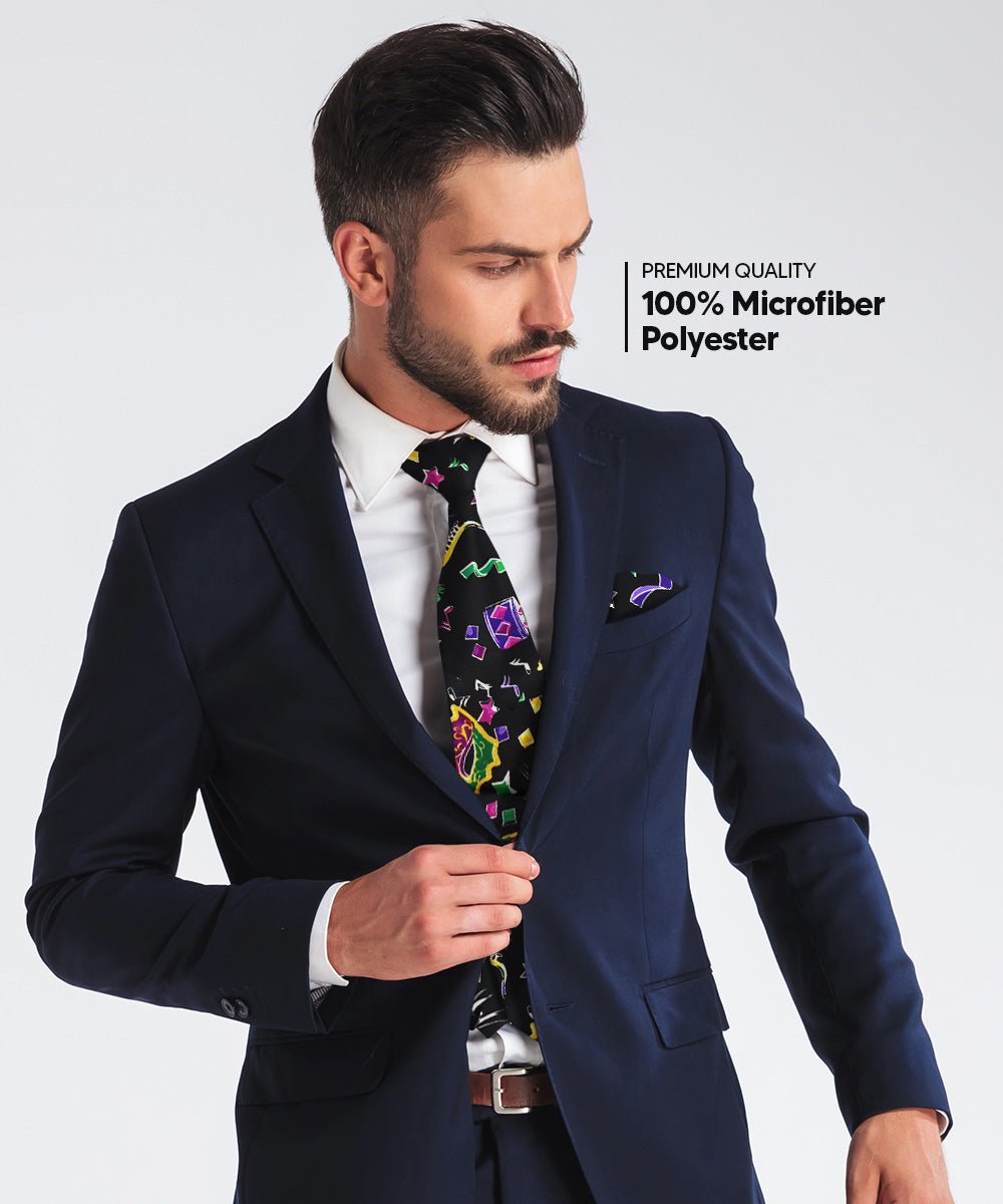 Vittorio Farina Men's Mardi Gras Satin Necktie and Pocket Square