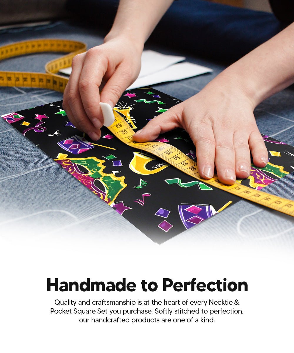 Vittorio Farina Men's Mardi Gras Satin Necktie and Pocket Square