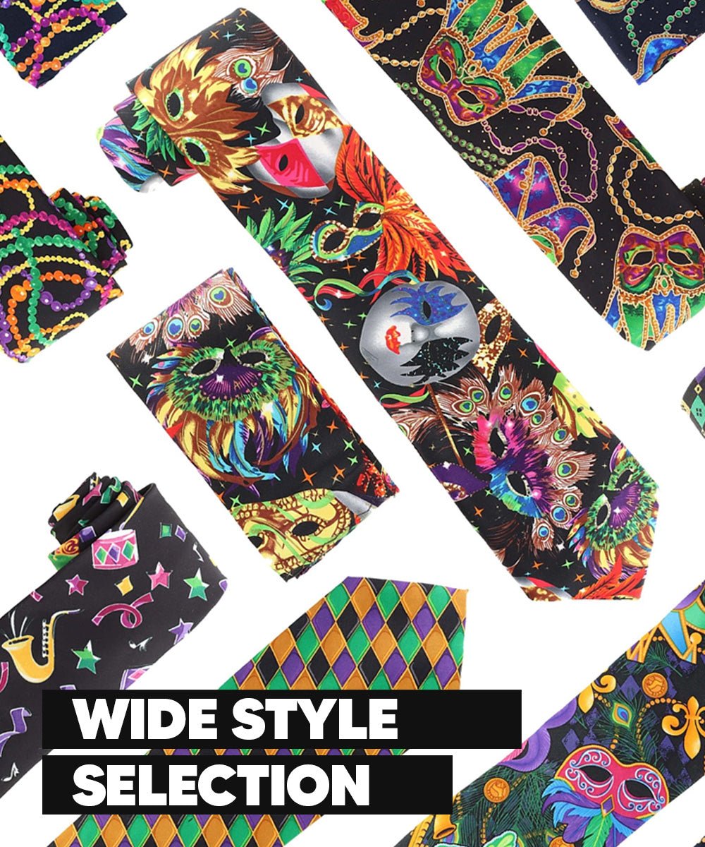 Vittorio Farina Men's Mardi Gras Satin Necktie and Pocket Square