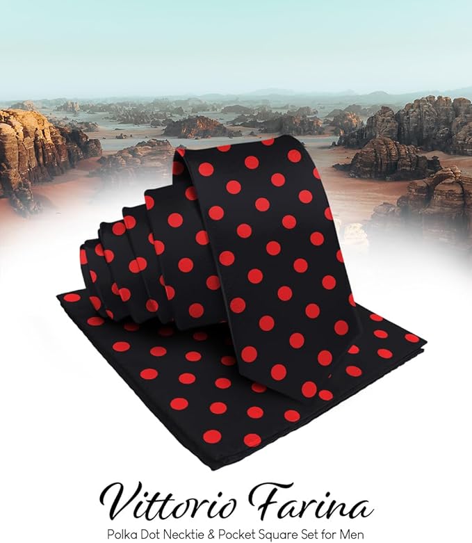 Vittorio Farina Men's Polka Dot Satin Necktie & Pocket Square