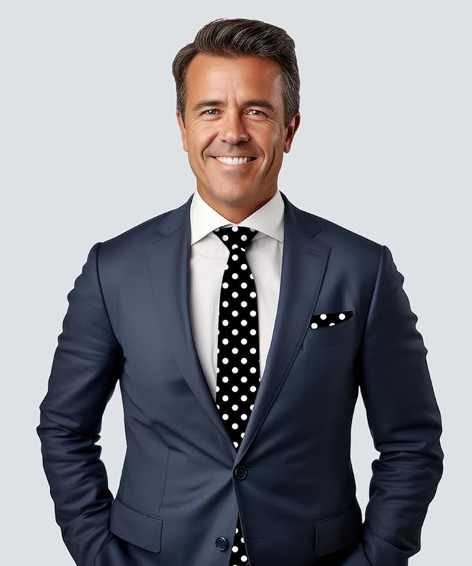 Vittorio Farina Men's Polka Dot Satin Necktie & Pocket Square