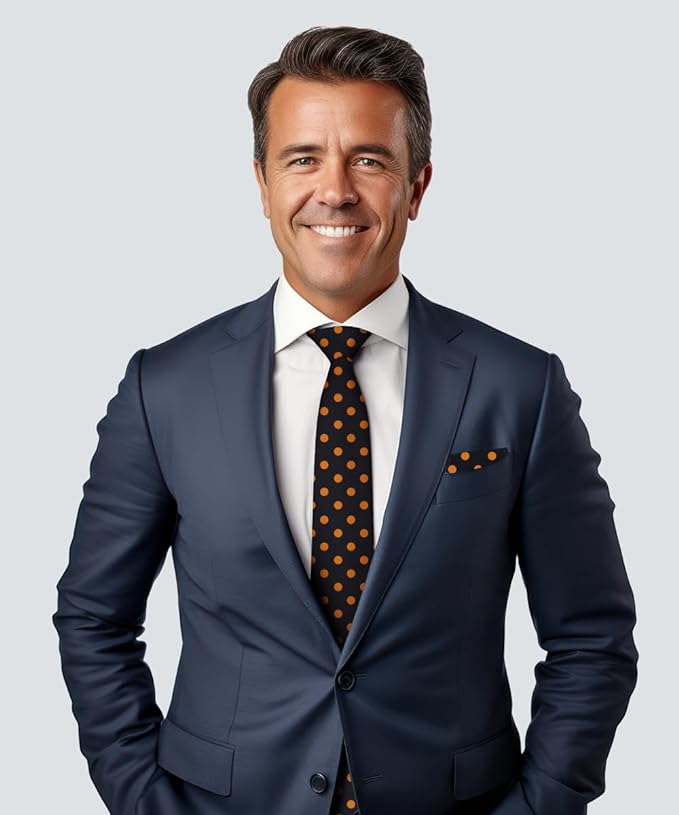 Vittorio Farina Men's Polka Dot Satin Necktie & Pocket Square