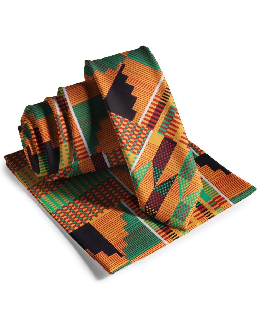 Vittorio Farina Men's Kente Satin Necktie & Pocket Square