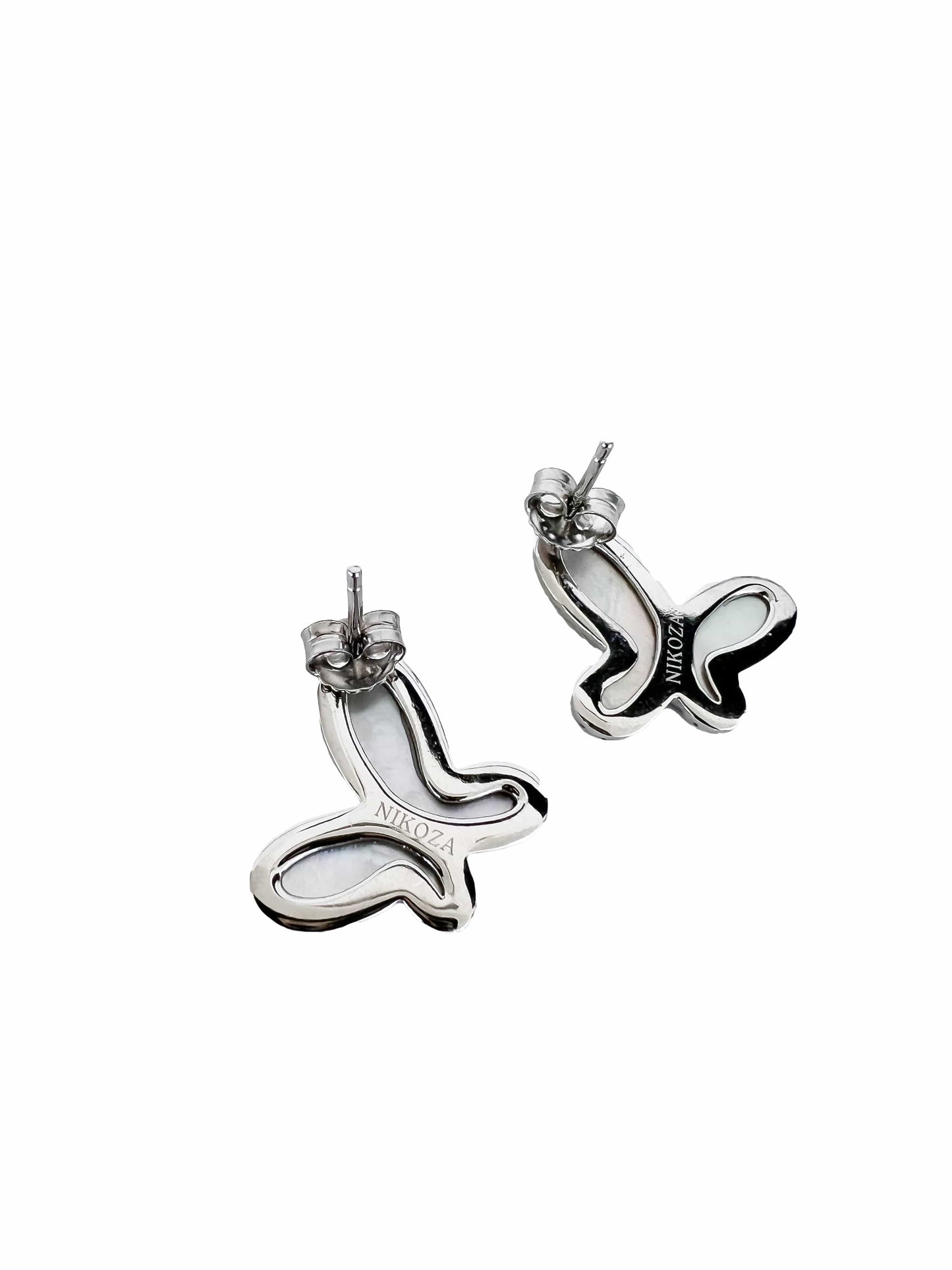 925 Silver with Mother Of Pearl Cubic Zirconia  Stud Butterfly Earring Jewelry