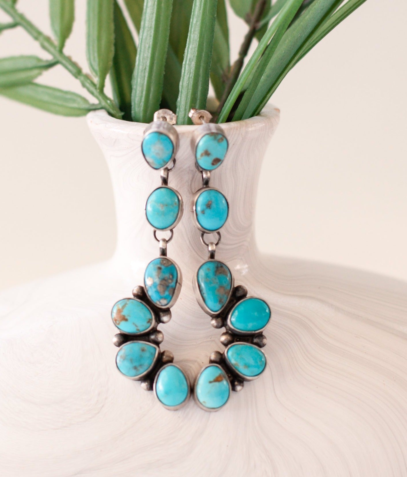 Corrales Authentic Blue Ridge Turquoise Earrings - Concordia Style Boutique