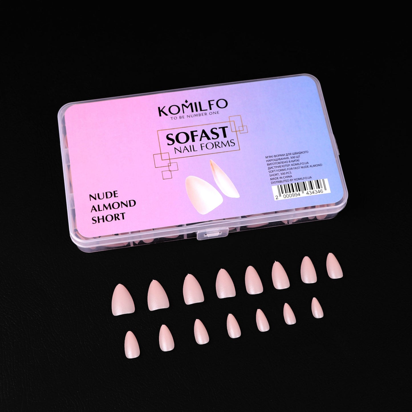 KOMILFO SOFAST NAIL FROMS NUDE ALMOND SHORT, 360 PCS 456075