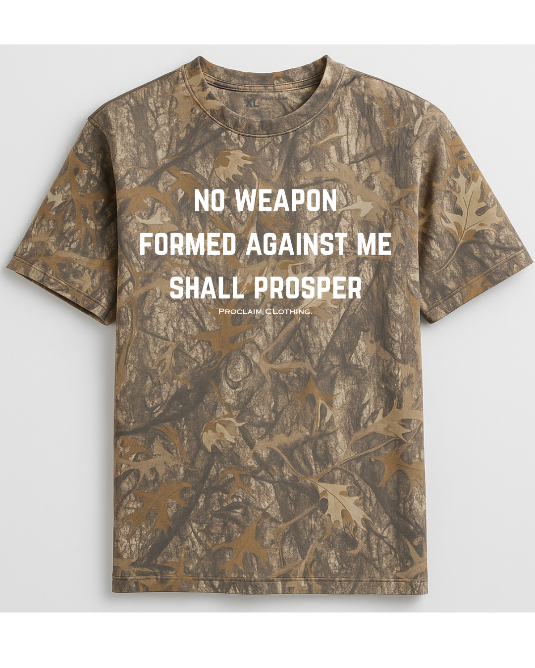 No Weapon Shall Prosper- Forest Camo T-Shirt - Concordia Style Boutique