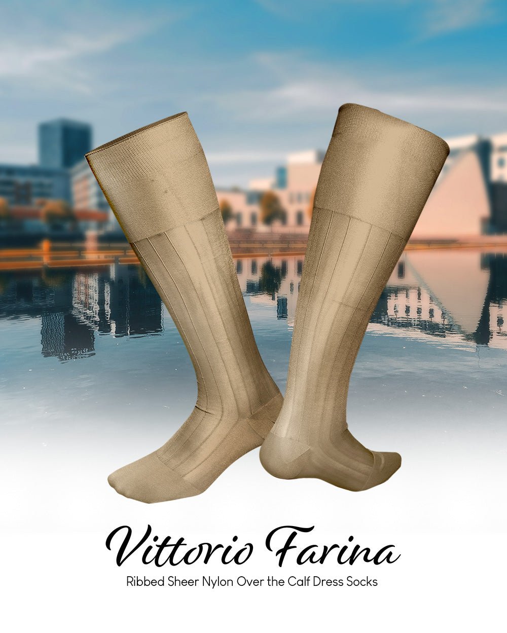 Vittorio Farina Men's Ribbed Shear Nylon Over The Calf Dress Socks - Concordia Style Boutique