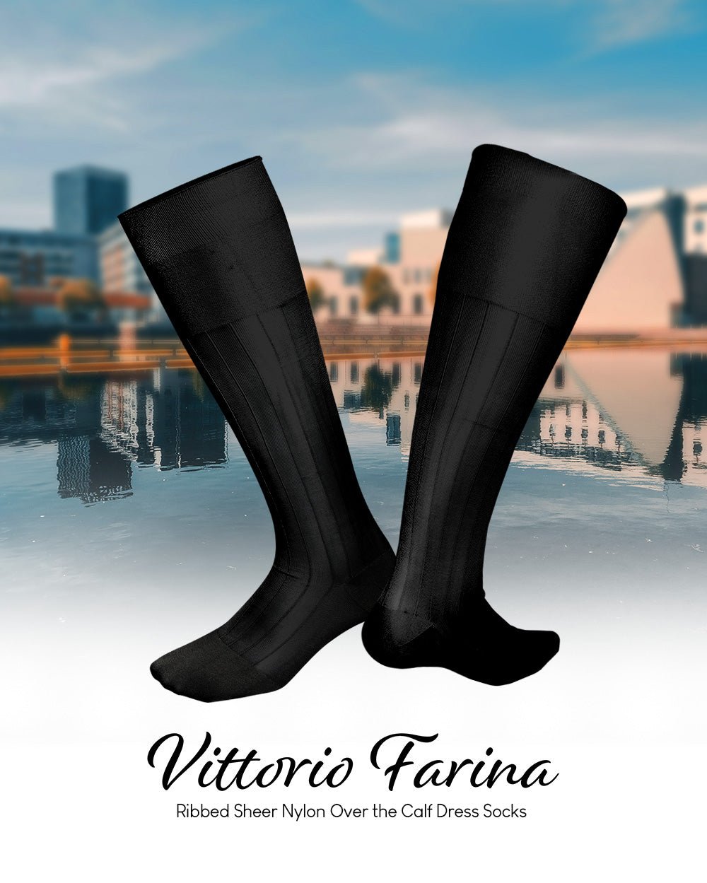 Vittorio Farina Men's Ribbed Shear Nylon Over The Calf Dress Socks - Concordia Style Boutique