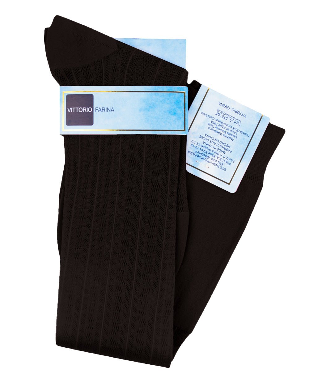 Vittorio Farina Men's Ribbed Shear Nylon Over The Calf Dress Socks - Concordia Style Boutique