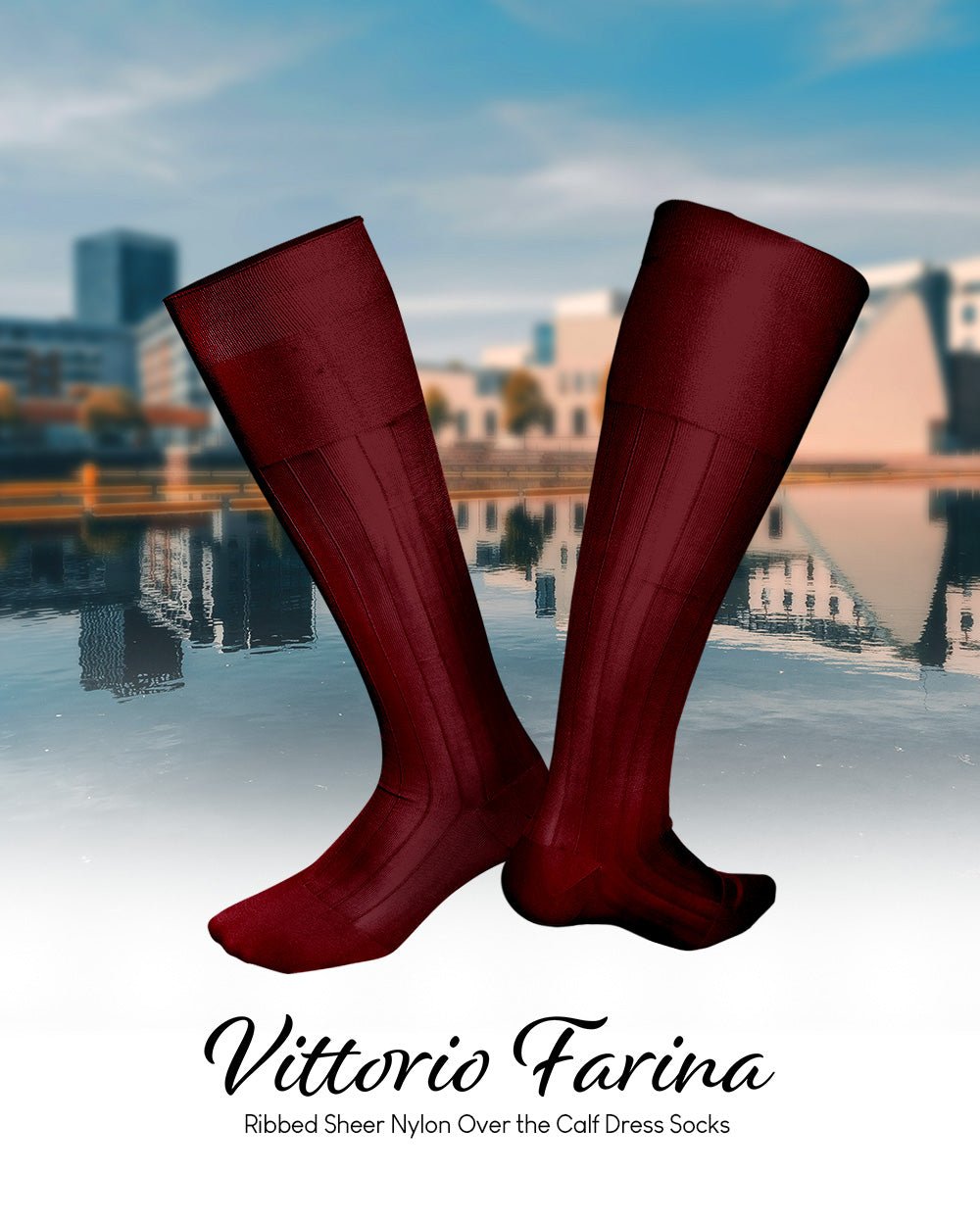 Vittorio Farina Men's Ribbed Shear Nylon Over The Calf Dress Socks - Concordia Style Boutique