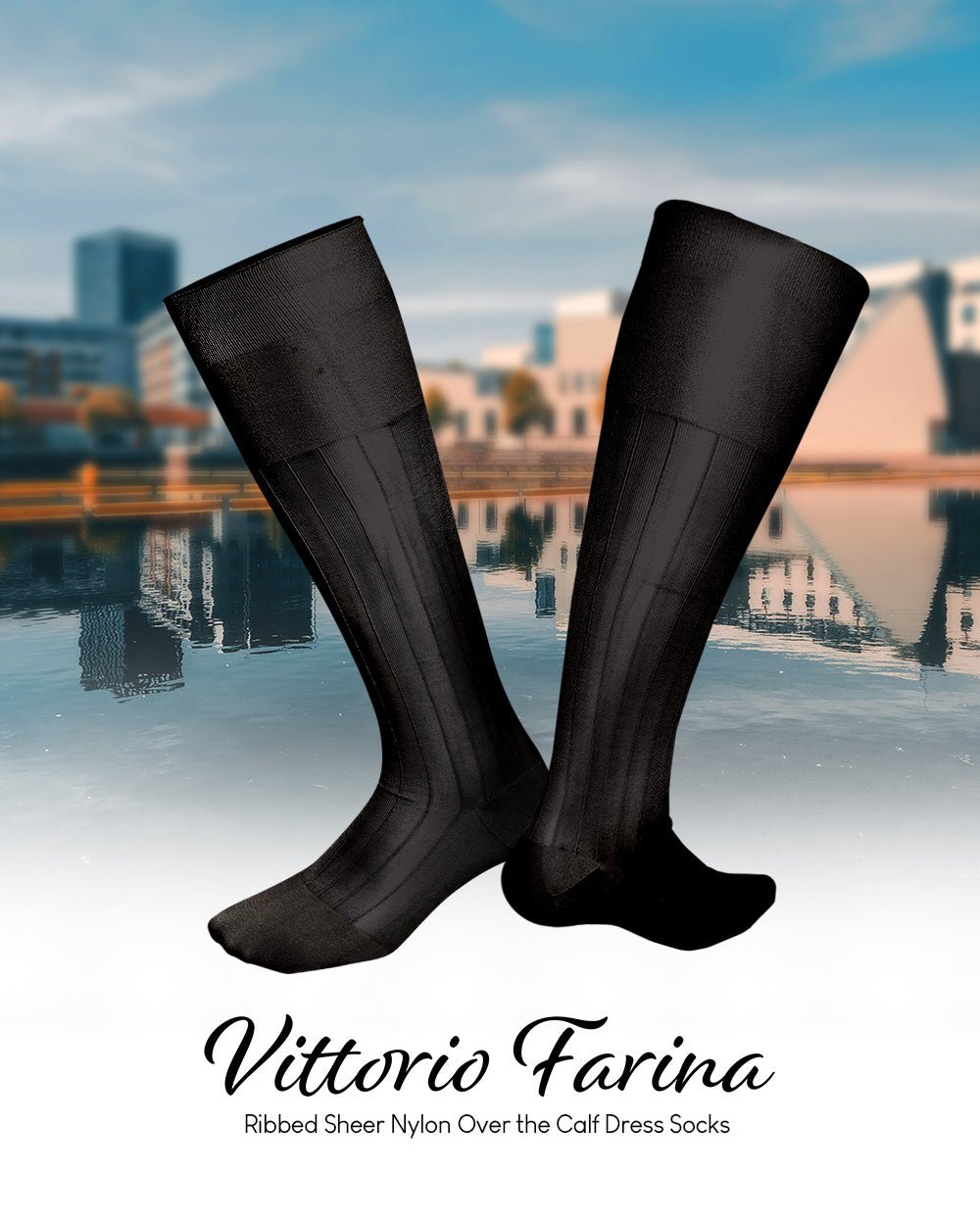 Vittorio Farina Men's Ribbed Shear Nylon Over The Calf Dress Socks - Concordia Style Boutique