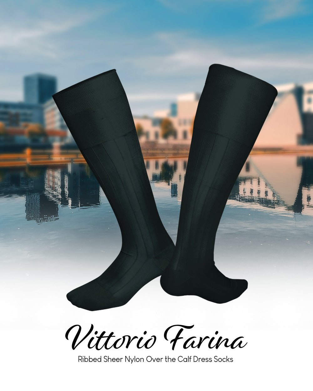 Vittorio Farina Men's Ribbed Shear Nylon Over The Calf Dress Socks - Concordia Style Boutique