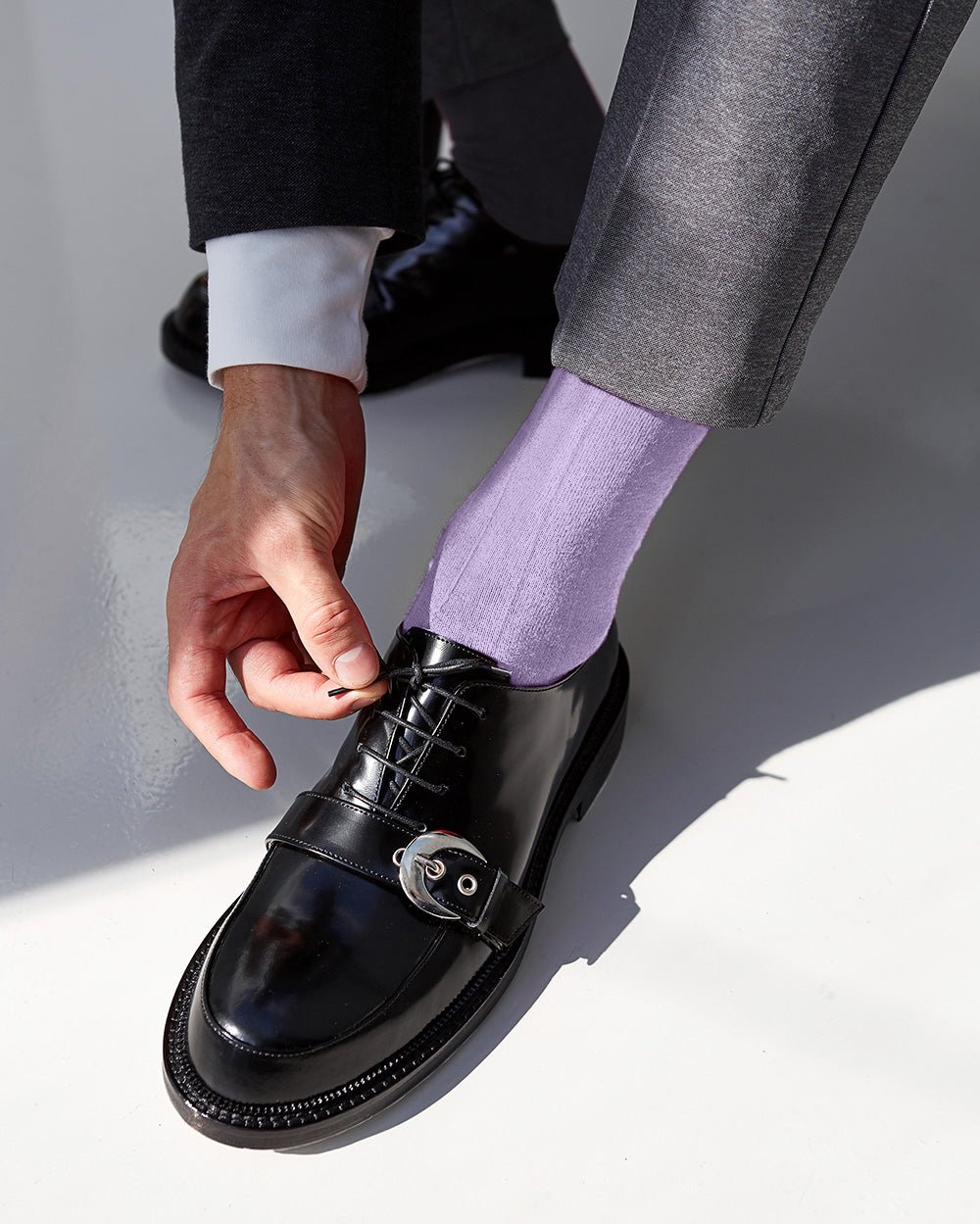 Vittorio Farina Men's Ribbed Shear Nylon Over The Calf Dress Socks