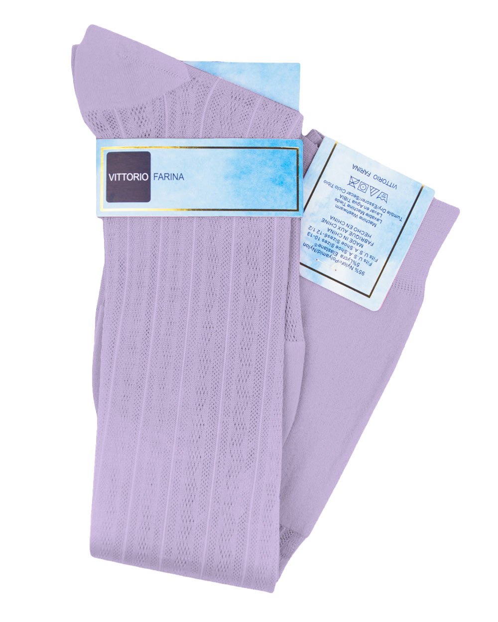 Vittorio Farina Men's Ribbed Shear Nylon Over The Calf Dress Socks