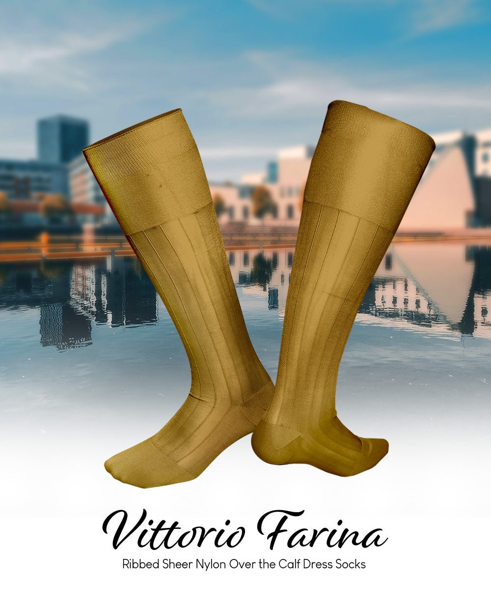 Vittorio Farina Men's Ribbed Shear Nylon Over The Calf Dress Socks - Concordia Style Boutique