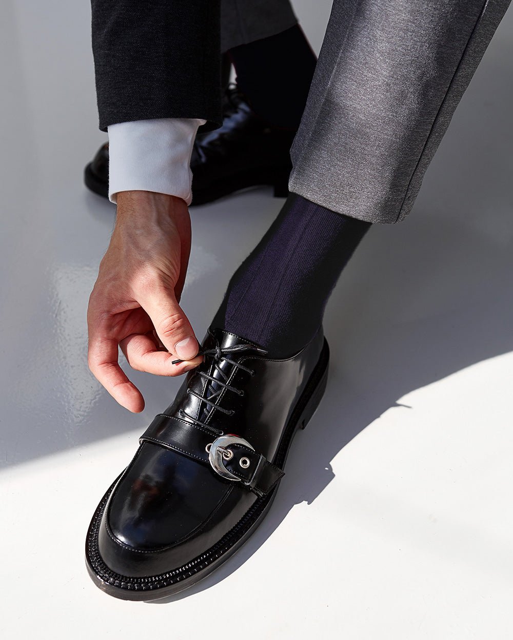 Vittorio Farina Men's Ribbed Shear Nylon Over The Calf Dress Socks - Concordia Style Boutique