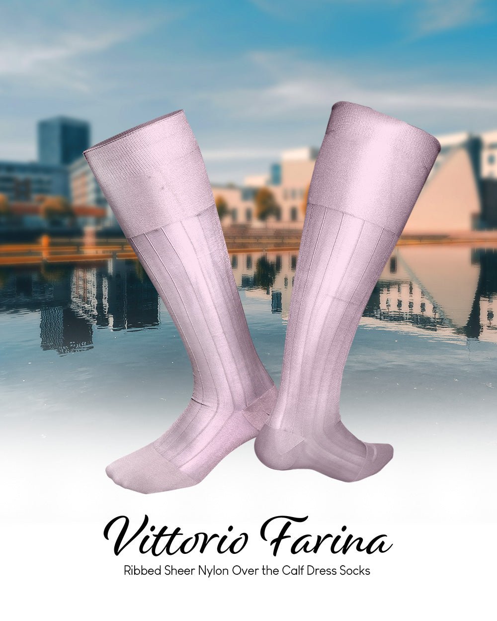 Vittorio Farina Men's Ribbed Shear Nylon Over The Calf Dress Socks - Concordia Style Boutique