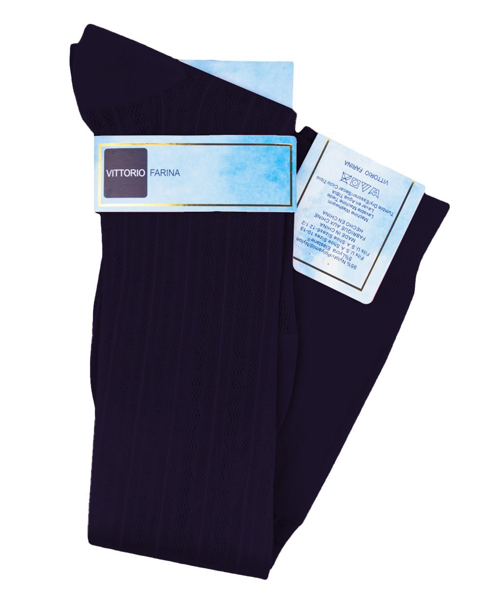 Vittorio Farina Men's Ribbed Shear Nylon Over The Calf Dress Socks - Concordia Style Boutique