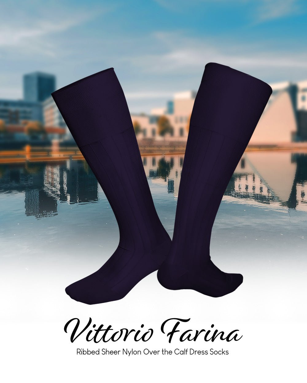 Vittorio Farina Men's Ribbed Shear Nylon Over The Calf Dress Socks - Concordia Style Boutique