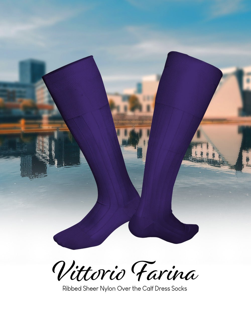 Vittorio Farina Men's Ribbed Shear Nylon Over The Calf Dress Socks - Concordia Style Boutique