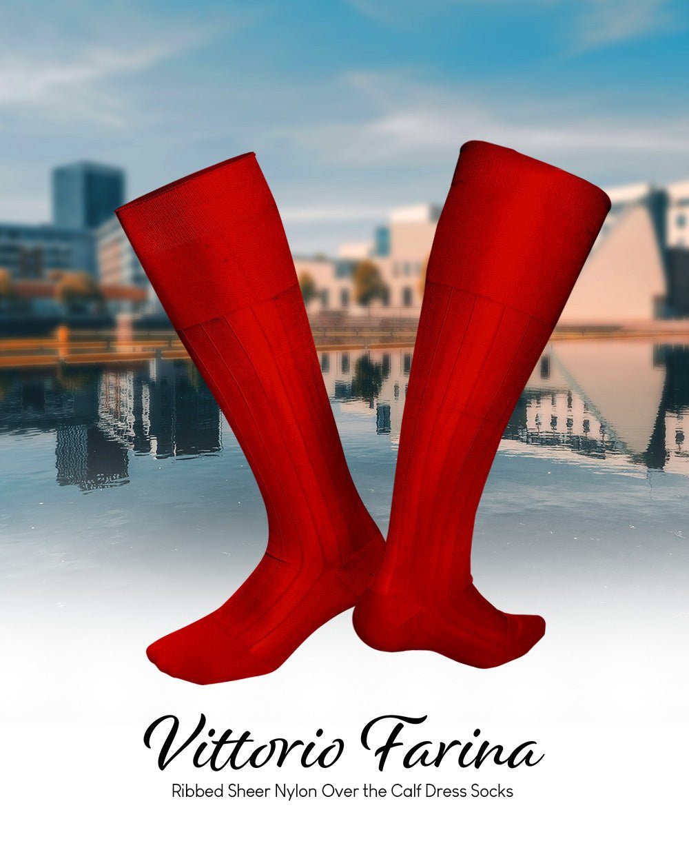 Vittorio Farina Men's Ribbed Shear Nylon Over The Calf Dress Socks - Concordia Style Boutique