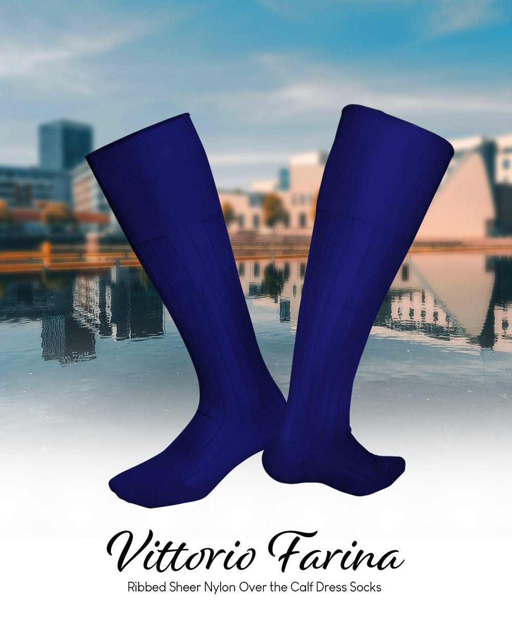 Vittorio Farina Men's Ribbed Shear Nylon Over The Calf Dress Socks - Concordia Style Boutique